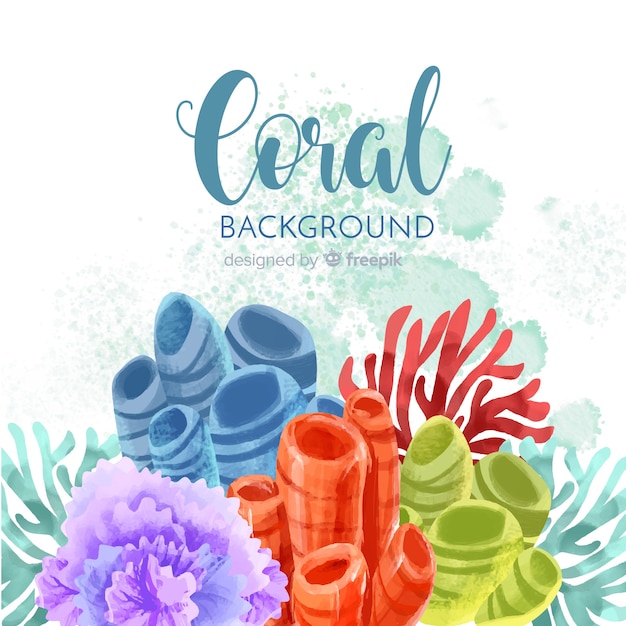 Vetor grátis fundo coral aquarela