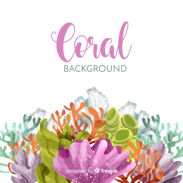 Vetor grátis fundo coral aquarela