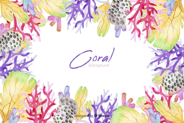 Fundo coral colorido em aquarela