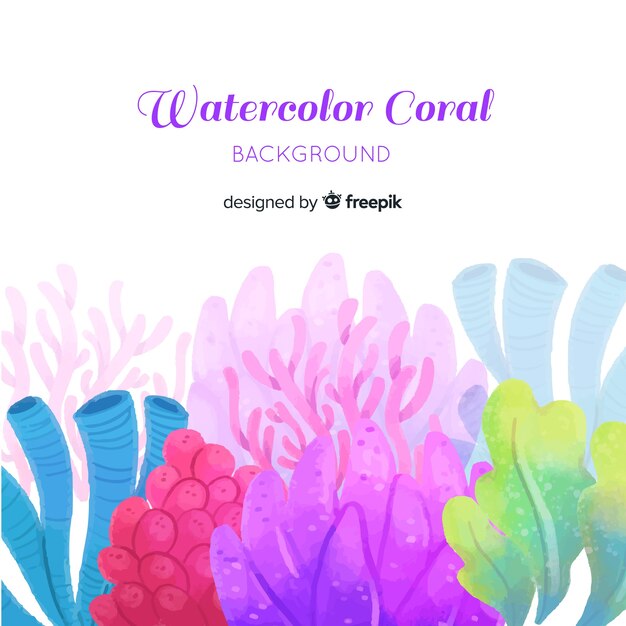 Fundo coral colorido em aquarela