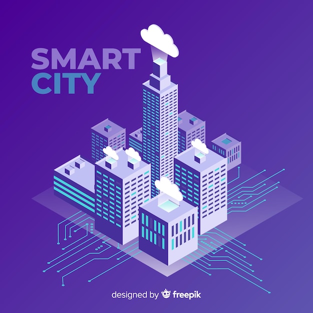 Vetor grátis fundo da cidade inteligente isométrica