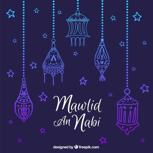 Vetor grátis fundo da mão desenhada ornamentos celebrando mawlid