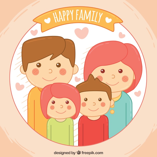 Vetor grátis fundo da mão desenhado família feliz bonita