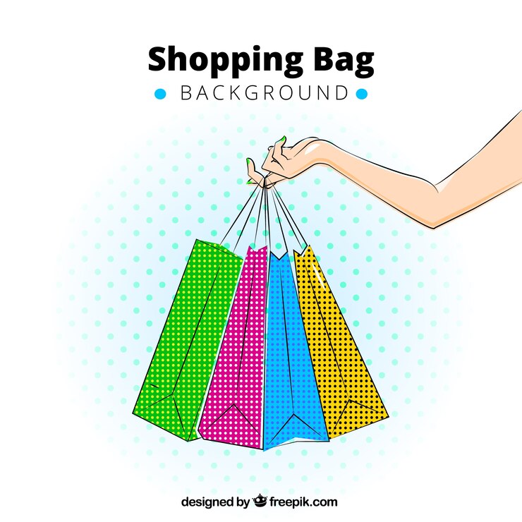 Vetor grátis fundo da mão que prende sacos de compra coloridos