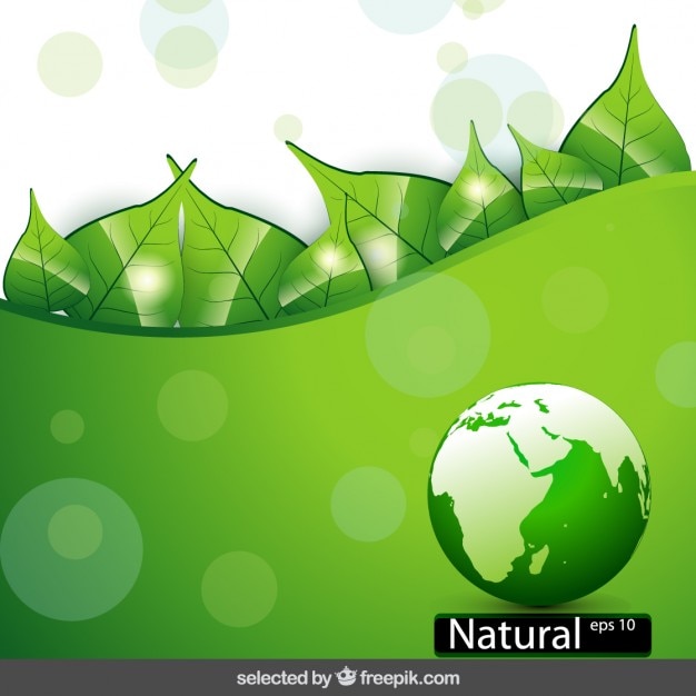 Vetor grátis fundo da natureza com globo e folhas