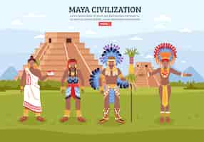 Vetor grátis fundo da paisagem da civilização maia