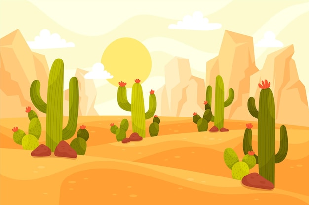 Vetor grátis fundo da paisagem do deserto ilustrado