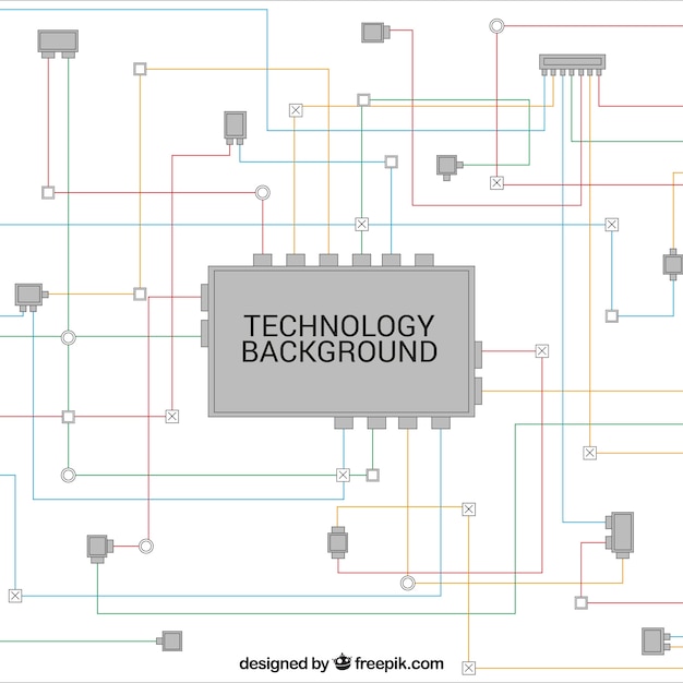 Fundo da tecnologia com linhas coloridas