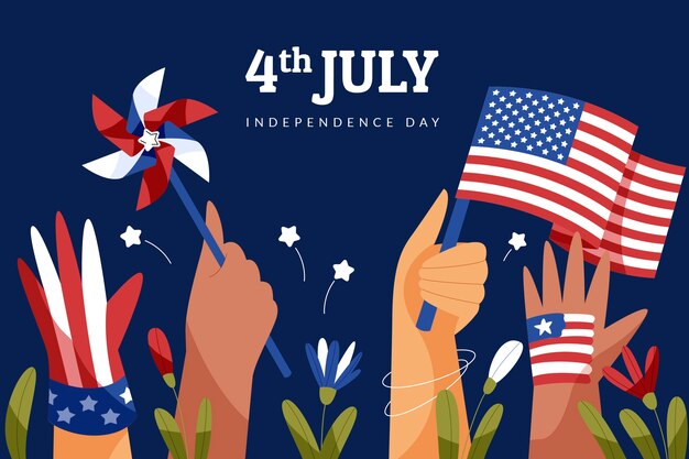Fundo de 4 de julho desenhado à mão
