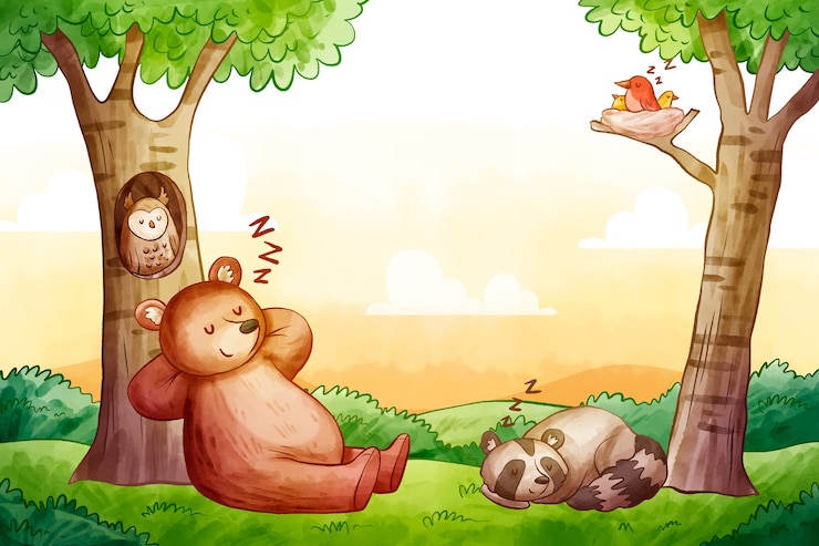 Vetor grátis fundo de animais da floresta em aquarela