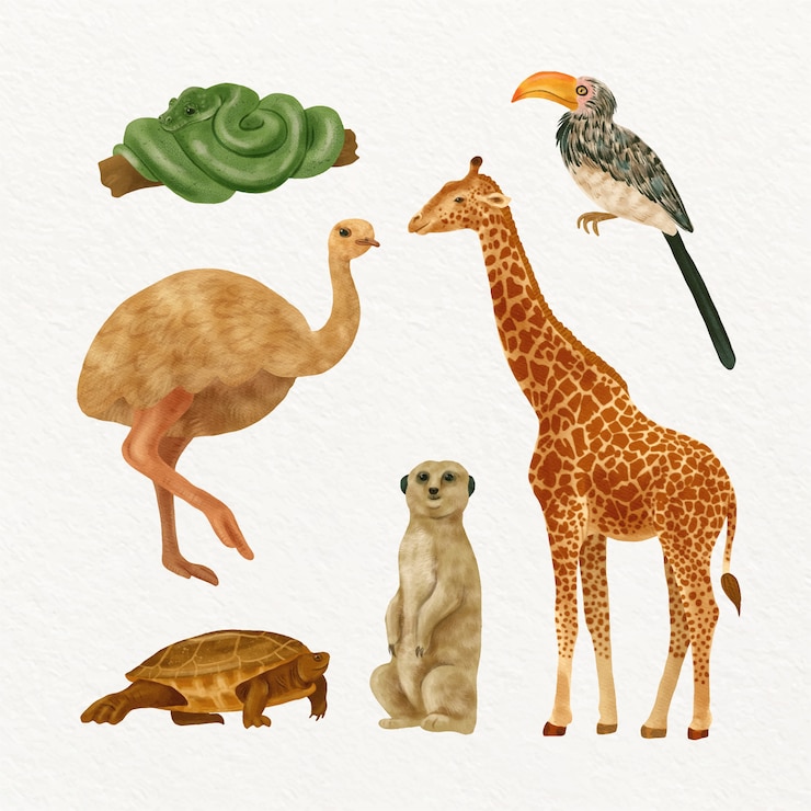 Vetor grátis fundo de animais selvagens em aquarela