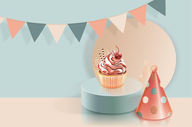 Fundo de aniversário 3D realista
