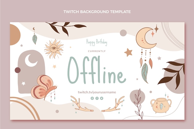 Fundo de aniversário boho desenhado à mão
