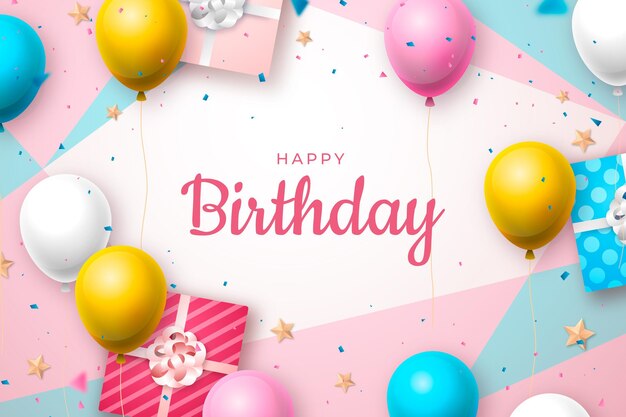 Fundo de aniversário realista com saudação