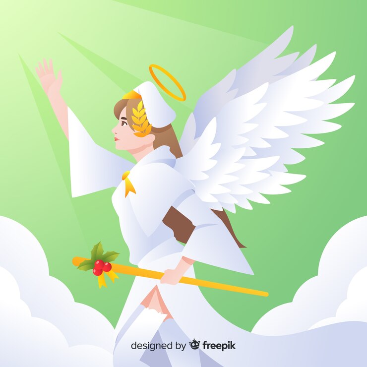 Vetor grátis fundo de anjo de natal de cetro