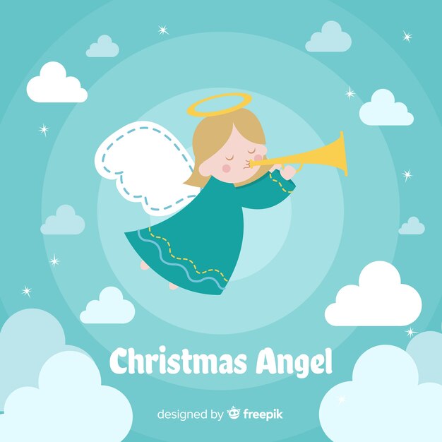 Fundo de anjo de Natal de mão desenhada