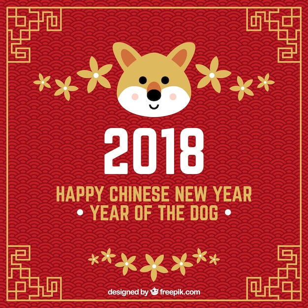 Fundo de ano novo chinês com cara de cachorro