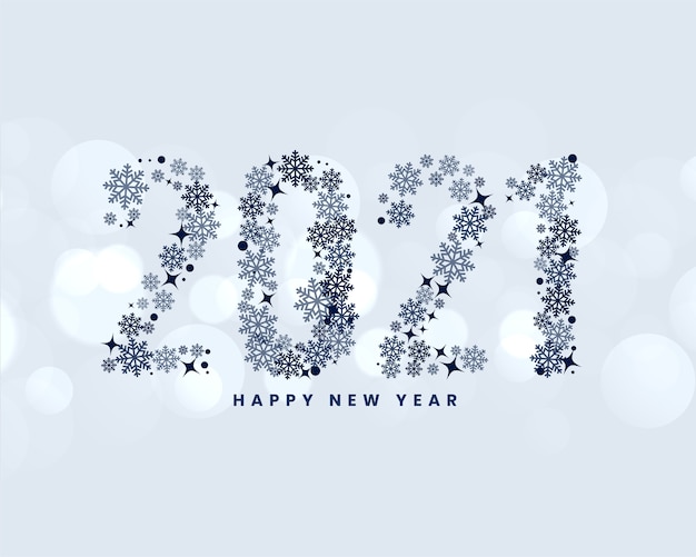 Fundo de ano novo com texto criativo de floco de neve de 2021