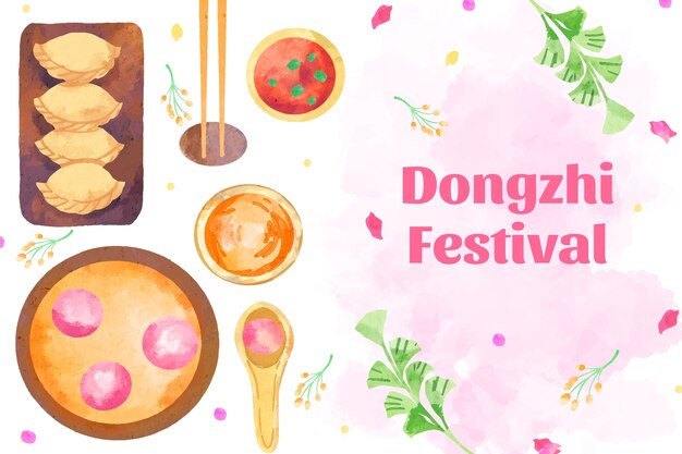 Vetor grátis fundo de aquarela para o festival chinês de dongzhi