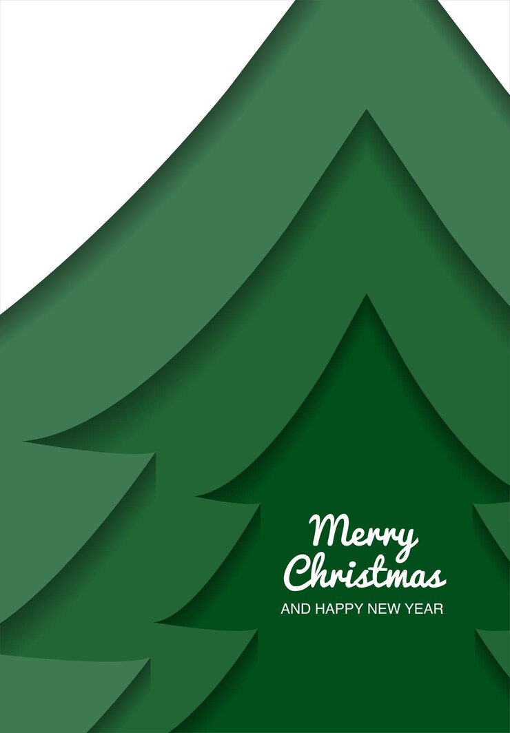 Vetor grátis fundo de árvore de natal em estilo de corte de papel feliz natal e feliz ano novo conceito de corte de paper