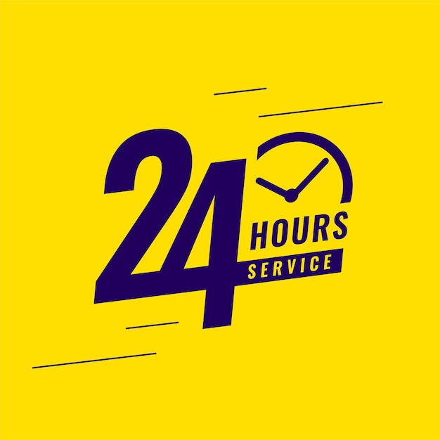 Vetor grátis fundo de assistente de serviço diário 24 horas com sinal de relógio