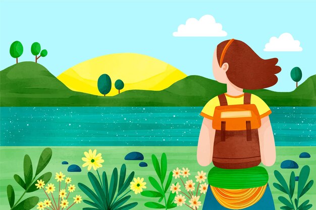 Fundo de aventura em aquarela