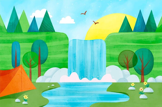 Fundo de aventura em aquarela