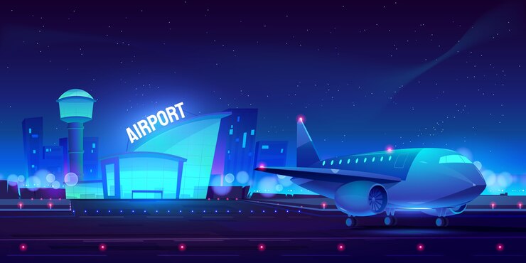 Vetor grátis fundo de avião e aeroporto ilustrado