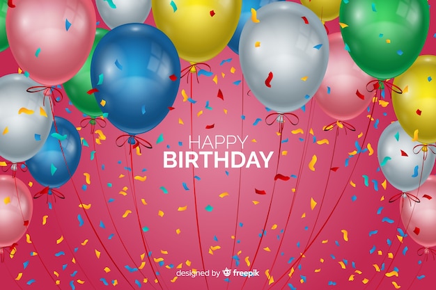 Fundo de balões feliz aniversário