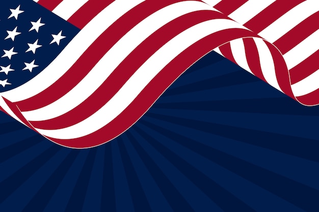 Vetor grátis fundo de bandeira americana acenando plana