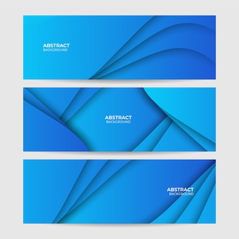 Fundo de banner 3d azul moderno com ondas abstratas