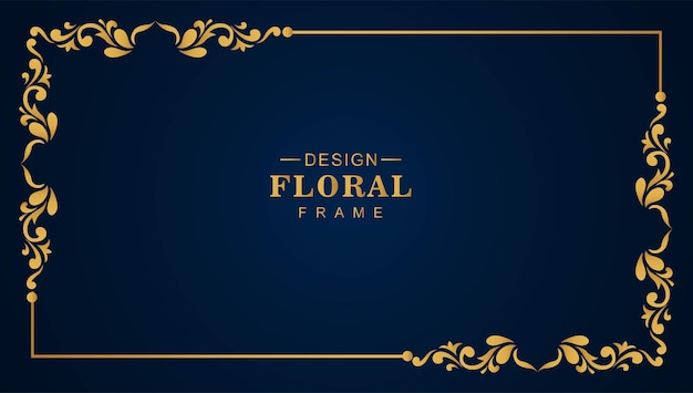 Fundo de banner de borda de moldura floral dourada moderna