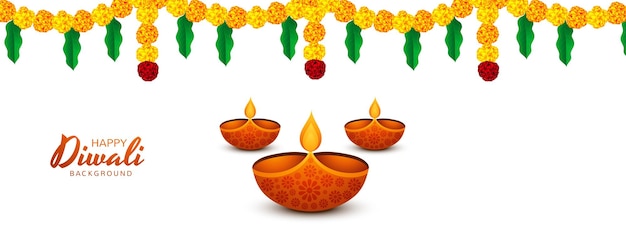 Fundo de banner de celebração de lâmpada de óleo de diwali feliz