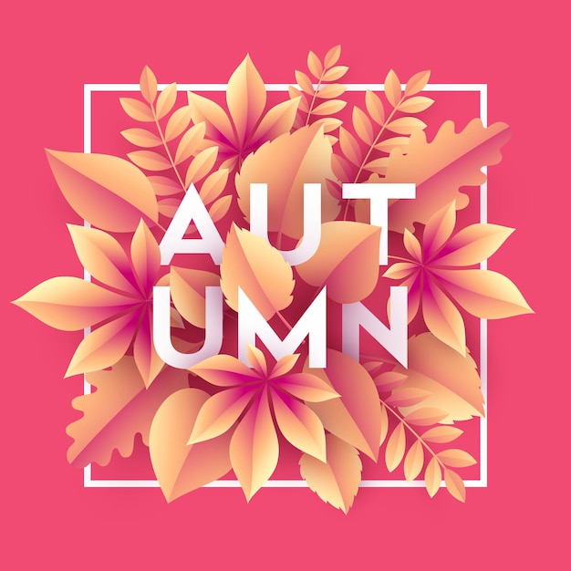 Fundo de banner de outono com folhas de outono de papel. ilustração vetorial eps10