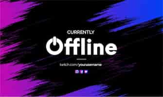 Vetor grátis fundo de banner twitch atualmente off-line com abstract splash