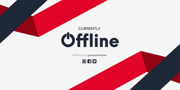 Fundo de banner Twitch atualmente off-line com formas geométricas vermelhas