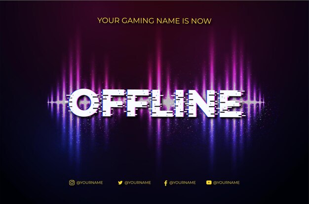 Fundo de banner Twitch offline moderno com Abstract Sound Wave Degrade