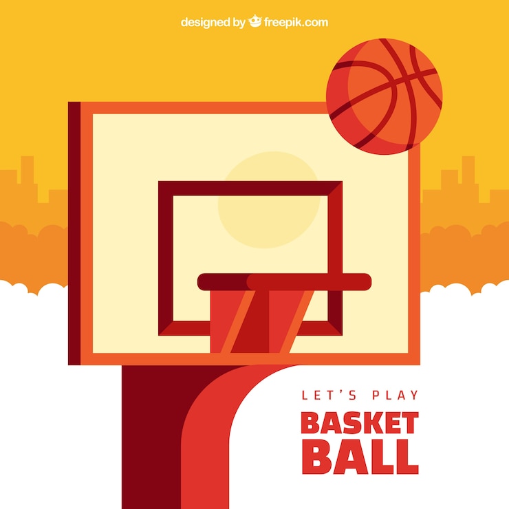 Vetor grátis fundo de basquete cesta no design plano
