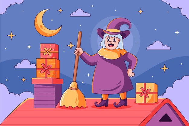 Fundo de befana desenhado à mão