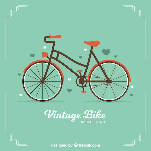 Fundo de bicicleta vintage em design plano