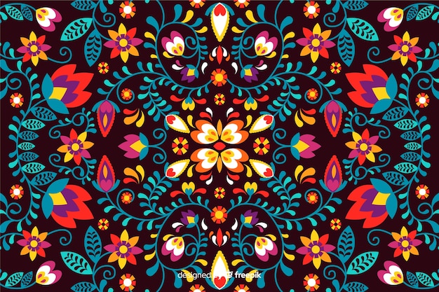 Fundo de bordado floral mexicano