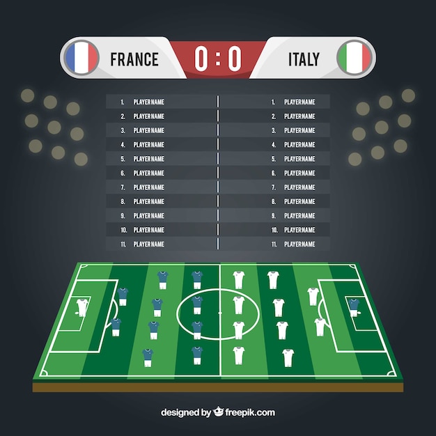 Vetor grátis fundo de campo de futebol com placar