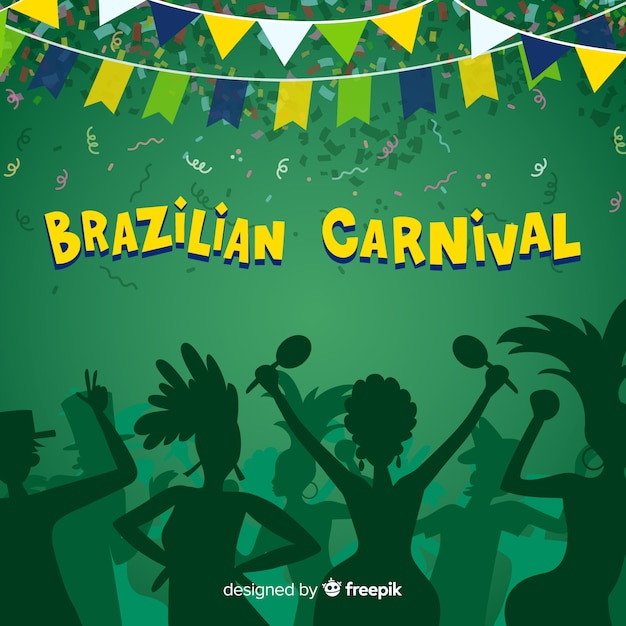 Vetor grátis fundo de carnaval brasileiro de mão desenhada