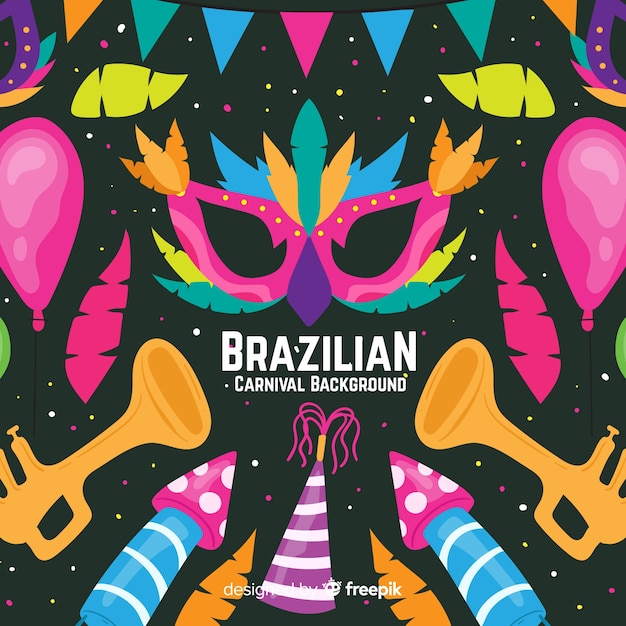 Fundo de carnaval brasileiro de mão desenhada