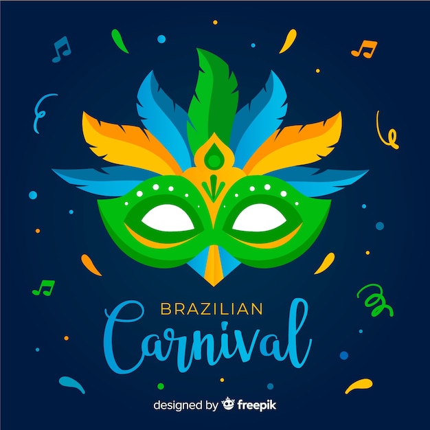 Vetor grátis fundo de carnaval brasileiro de máscara colorida