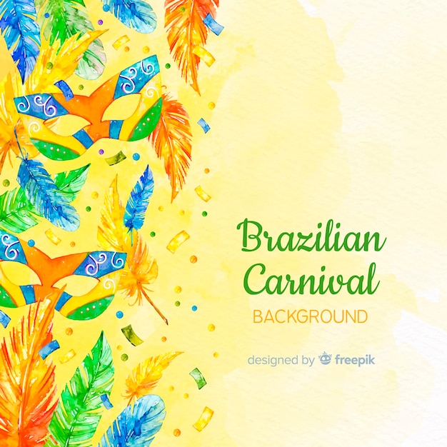 Fundo de carnaval brasileiro em aquarela