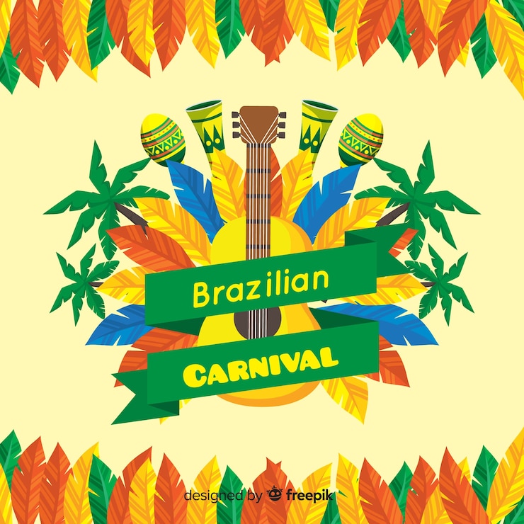 Vetor grátis fundo de carnaval brasileiro plano