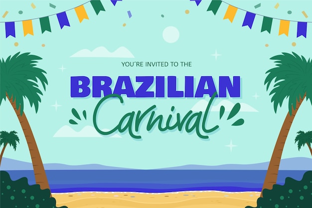 Vetor grátis fundo de carnaval brasileiro plano