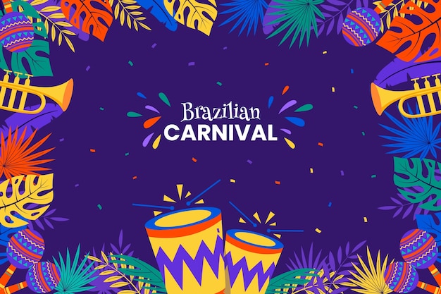 Vetor grátis fundo de carnaval brasileiro plano