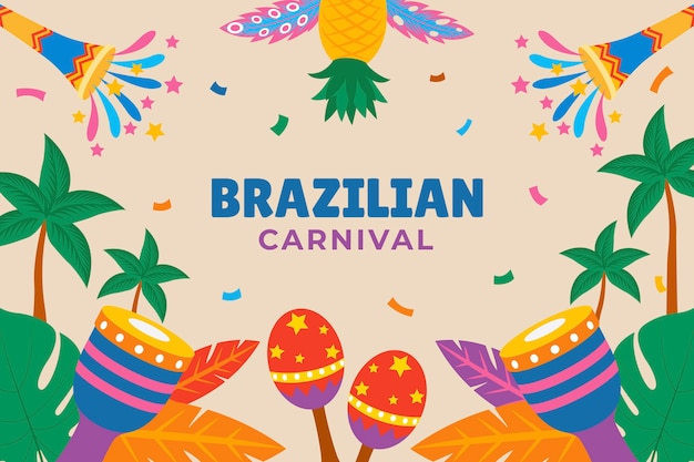 Vetor grátis fundo de carnaval brasileiro plano